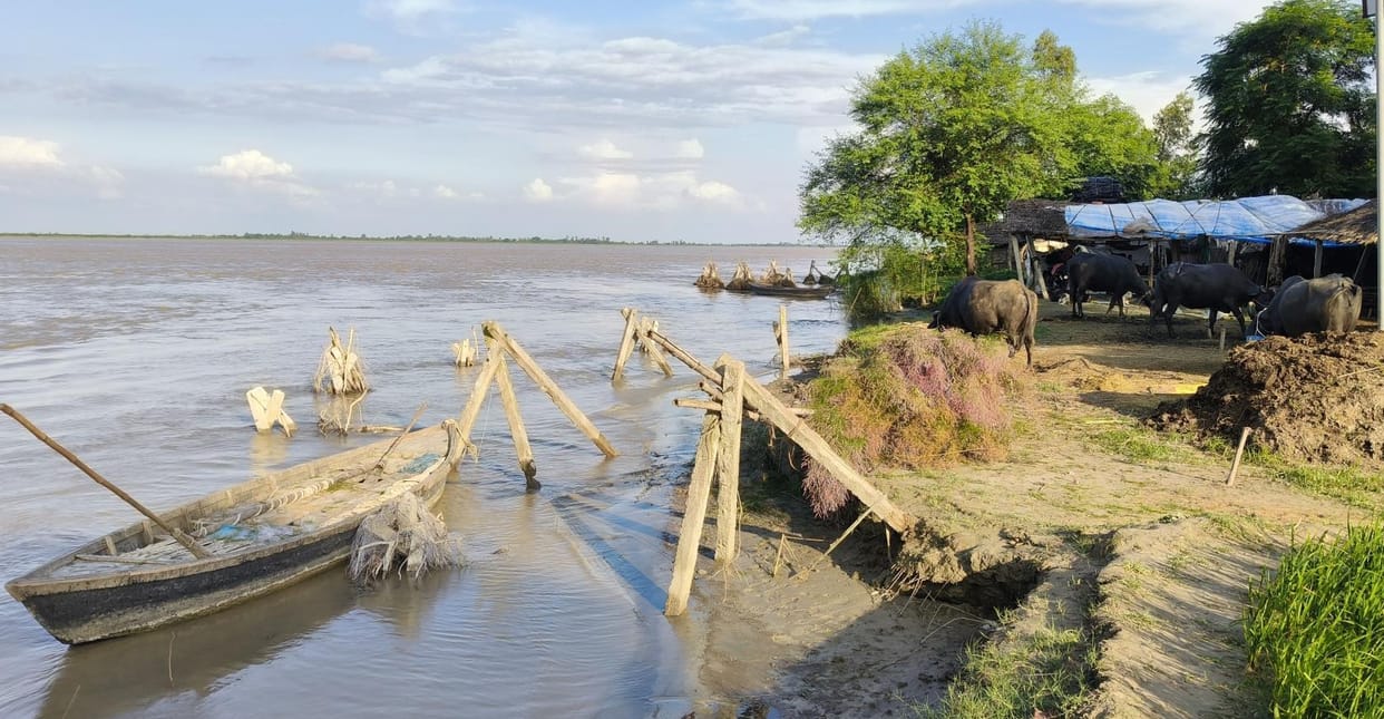 The fluctuating water level of Saryu has become a problem, land is getting eroded