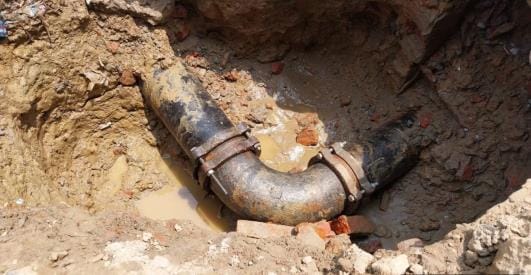 Leakage is found in the water supply line
