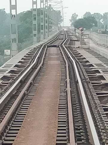 Floods have caused damage to the railway track on Ravi, trains are passing through the same track
