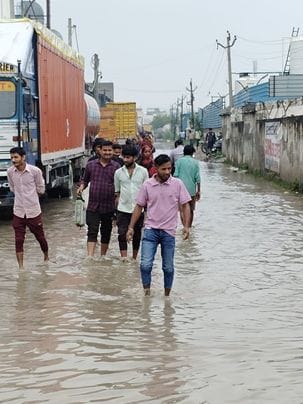 Broken roads in the industrial area halt the wheel of development