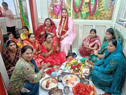 Women performed collective worship on Hartalika Teej