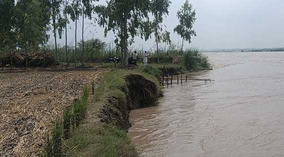 Chausana-Bhari fields are on the verge of submergence due to rising water level