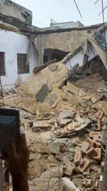 The roof of the training hall of the block development office collapsed