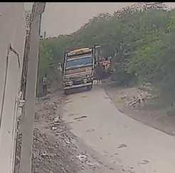 Pipes of Jal Jeevan Mission scheme were loaded in a truck and taken away