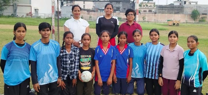 Four girl students selected in state level handball team