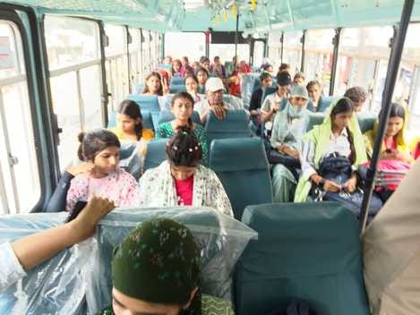 Special buses were run for women and girl students