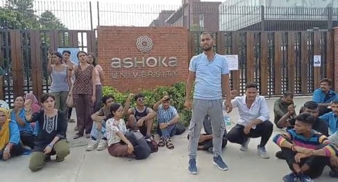 Ashoka University's housekeeping staff staged a sit-in protest, students gave support