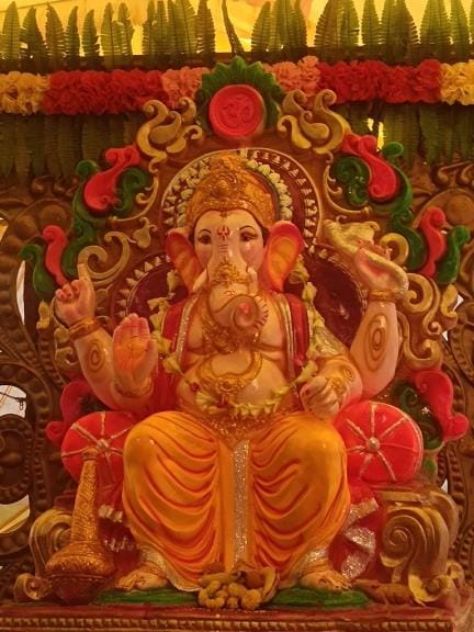 The pandal resonated with the chants of Ganpati Bappa