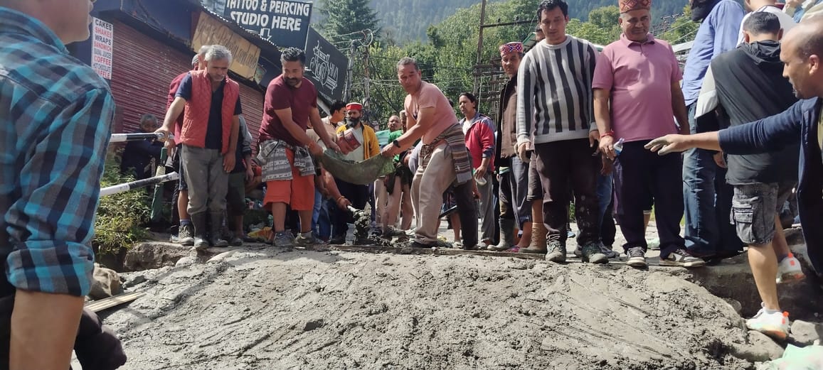 Vehicles were driven across the 40-year-old bridge that had become crooked in 48 hours