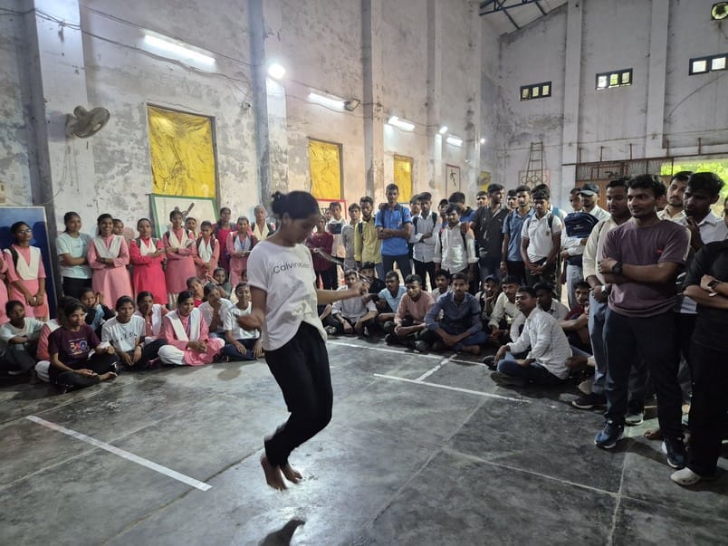 Sports- Showed talent in ball throw, rope jump, frog jump