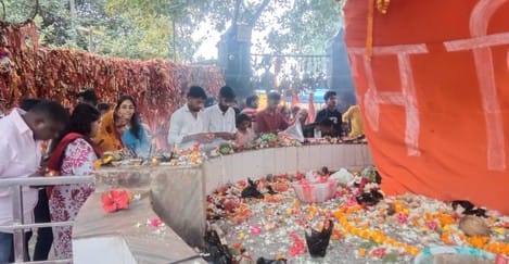 Devotees gathered in the weekly fair