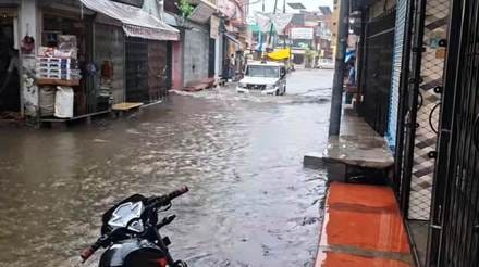 Rain water entered houses and shops