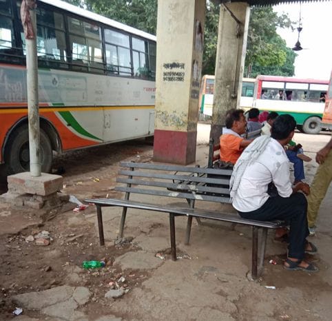 Passengers are facing problems due to broken benches, closed screens and chaos at bus stand