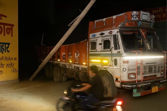 Truck broke pole, power supply disrupted
