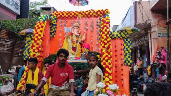 Ganesh idols were immersed after a procession