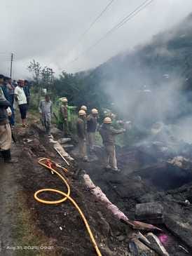 A two-storey shop burnt to ashes in Dimo