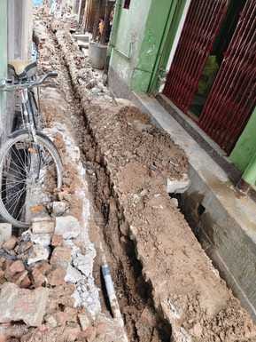 Road dug up for pipeline, movement difficult