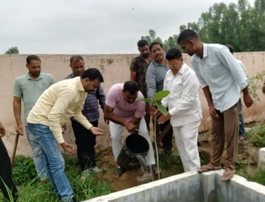 Message of environmental protection given by planting trees in Gaushala