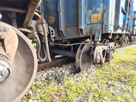 Two wagons of goods train derailed at Karela Road Junction