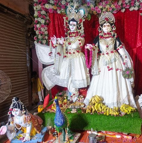 Idols of Radha and Krishna immersed in Gomti river
