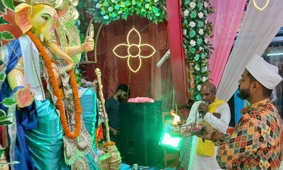 Bhajans echoed on the beat of dholak, chants of Ganapati were heard