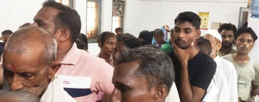 Outbreak of viral fever, patients lined up at district hospital