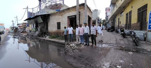 Villagers upset due to non-drainage of contaminated water staged a protest