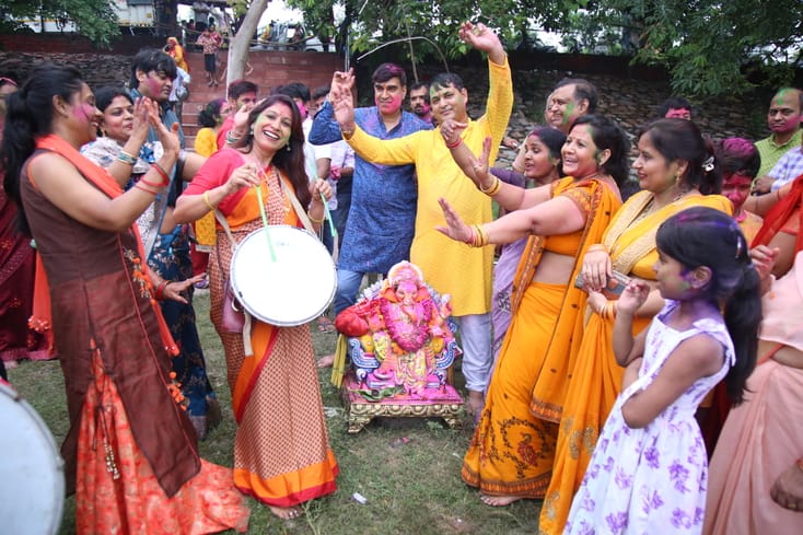 Bappa's idol was immersed with drums and music