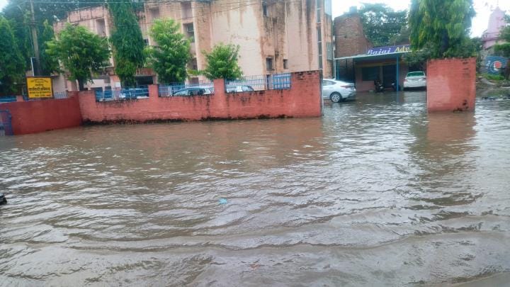 The city was submerged due to continuous rain throughout the day