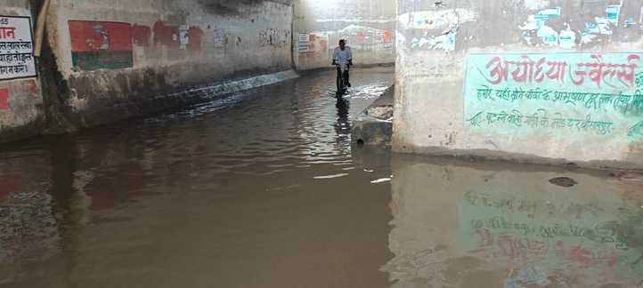 Traffic affected due to waterlogging in the underpass