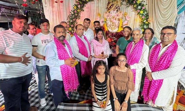 Devotees bow down during Ganesh festival