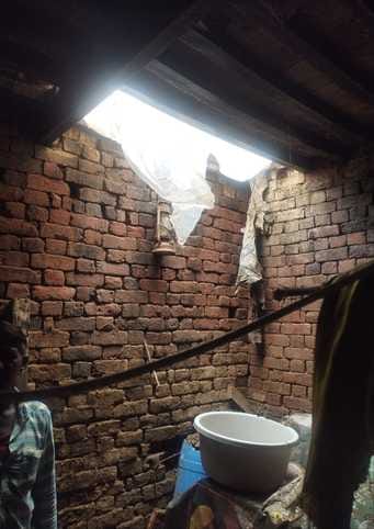 The roof of a house collapsed in Ladana village, the family narrowly escaped