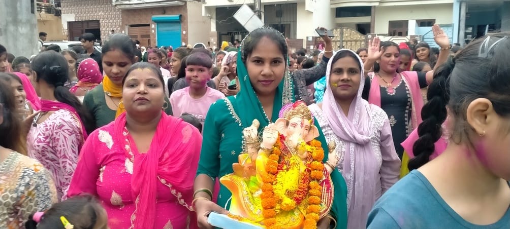 Ganapati was bid farewell with a procession