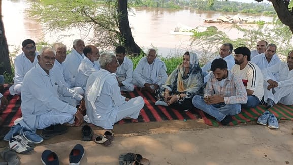 Villagers angry with the drainage system staged a sit-in