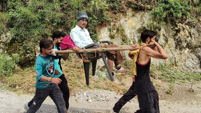 Poni, Palki, Patient To Health Centre, Road Closed