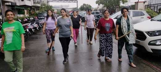 Women do morning walk with sticks due to fear of dogs