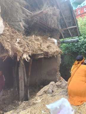 House damaged in Tauni Devi area, cowshed collapsed