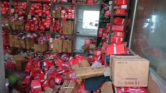 Lakhs of cash and parts stolen from bike showroom
