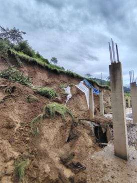 A house hit by a landslide in Theog was razed to the ground