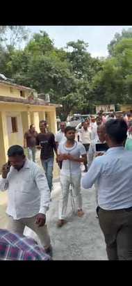 The area Panchayat member arrived at the meeting tied in chains