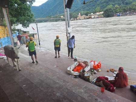 Ganga flowing 30 cm above the warning line