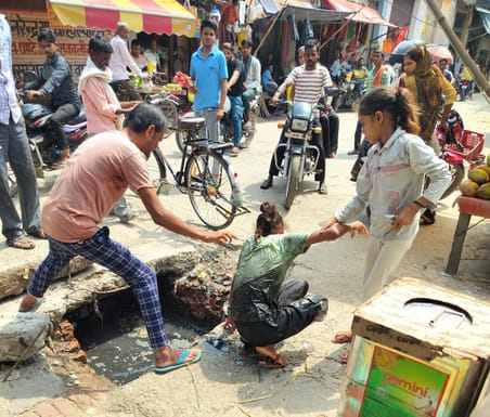 A student got injured after falling into a drain culvert in front of the municipal office