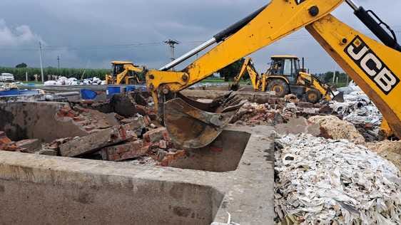 Construction work and roads were demolished in three illegal colonies