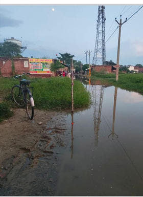 Pond becomes main road from flooding, villagers upset