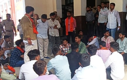The student council created a ruckus in protest against the lathicharge on the students