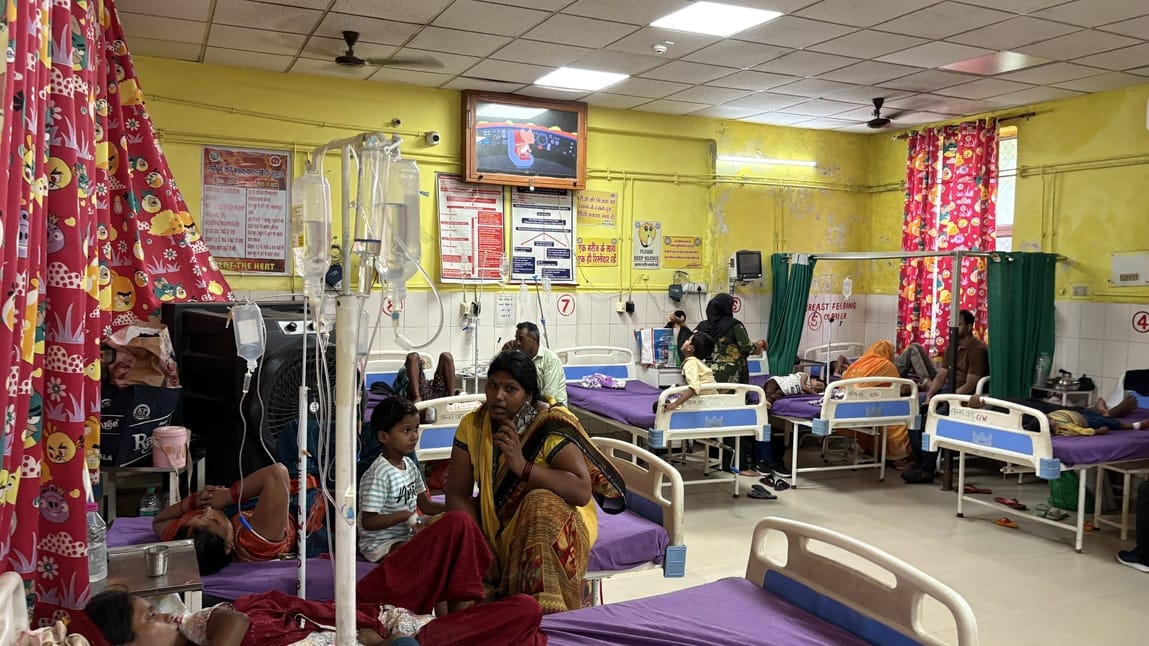 Fight for beds in the children's ward of the district hospital