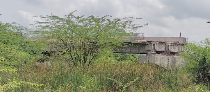 Due to lack of budget the work of the bridge has been stopped for four years