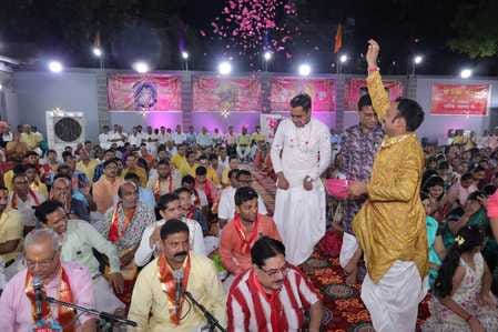 Devotees danced on Radharani's sixth festival in Chandoi village