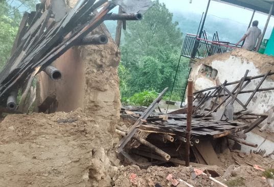 Two houses destroyed by rain, family homeless