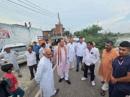 BJP state president visited flood affected villages